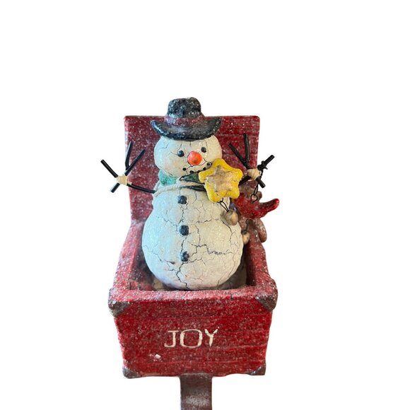 Vintage Jack In the Box Snowman " Joy" Stocking Holder Christmas Accent Decor - Picture 2 of 7
